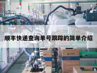 顺丰快递查询单号跟踪的简单介绍